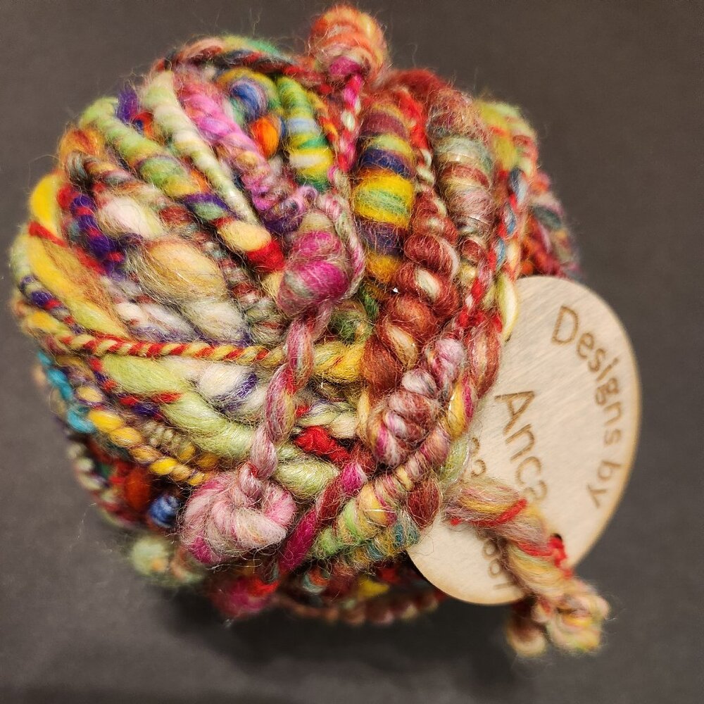 New handmade art yarn, spunned with super fine wool, 2.2 oz.